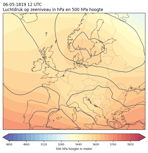 Weerkaart van 6 mei 1819 om 12 UTC