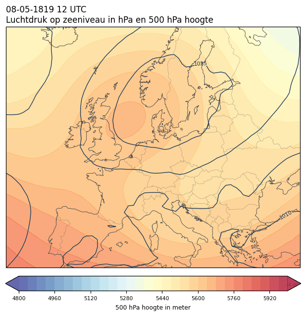 Weerkaart van 8 mei 1819 om 12 UTC
