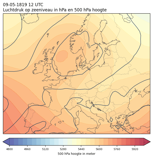 Weerkaart van 9 mei 1819 om 12 UTC