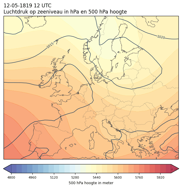 Weerkaart van 12 mei 1819 om 12 UTC