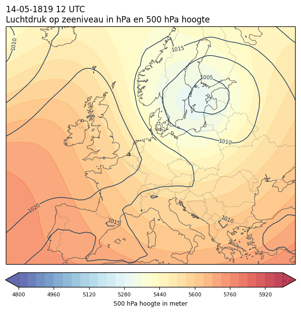 Weerkaart van 14 mei 1819 om 12 UTC