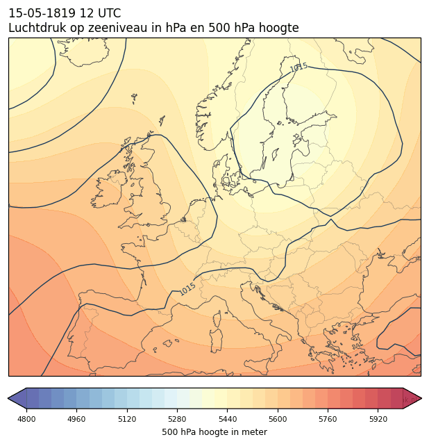 Weerkaart van 15 mei 1819 om 12 UTC
