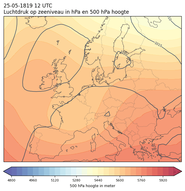 Weerkaart van 25 mei 1819 om 12 UTC