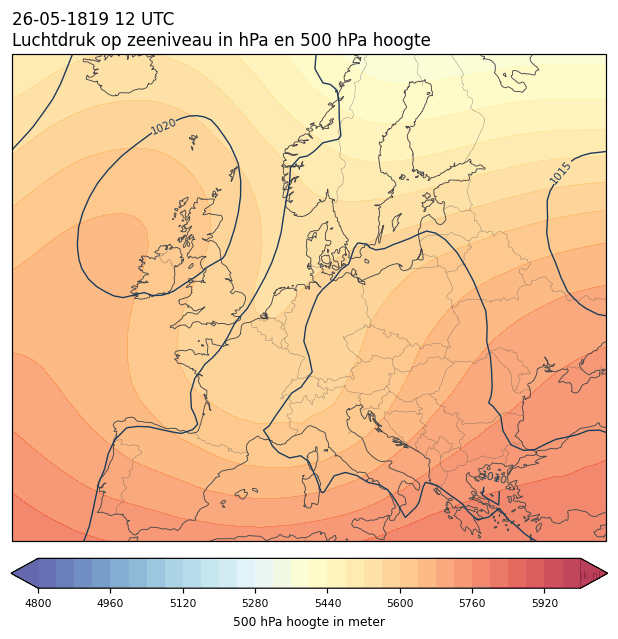 Weerkaart van 26 mei 1819 om 12 UTC