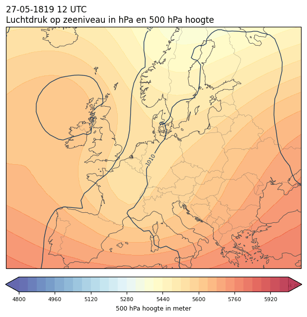 Weerkaart van 27 mei 1819 om 12 UTC