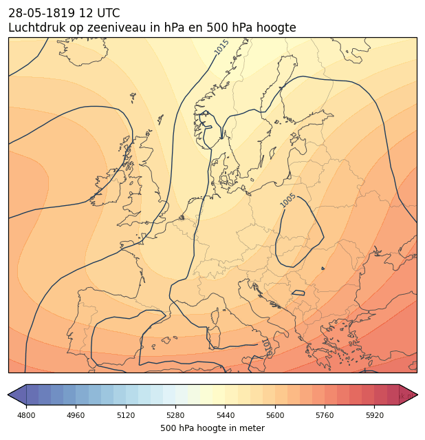 Weerkaart van 28 mei 1819 om 12 UTC