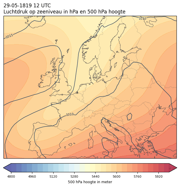 Weerkaart van 29 mei 1819 om 12 UTC