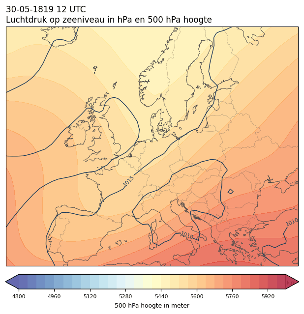 Weerkaart van 30 mei 1819 om 12 UTC