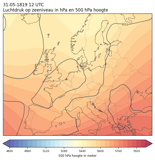 Weerkaart van 31 mei 1819 om 12 UTC