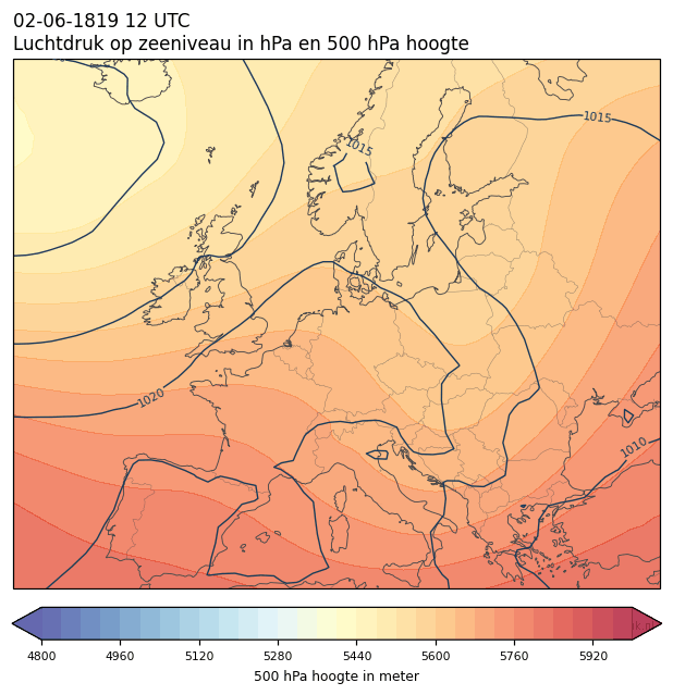 Weerkaart van 2 juni 1819 om 12 UTC