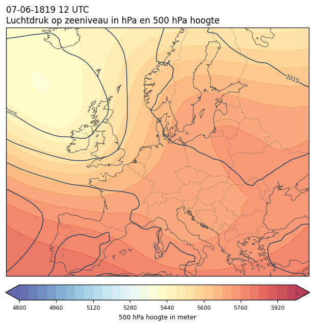 Weerkaart van 7 juni 1819 om 12 UTC