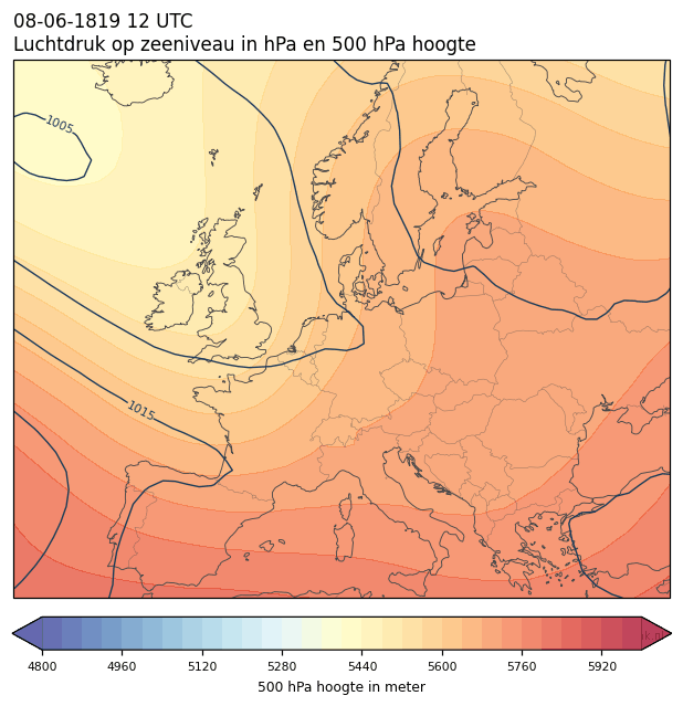 Weerkaart van 8 juni 1819 om 12 UTC