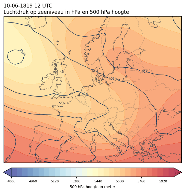 Weerkaart van 10 juni 1819 om 12 UTC