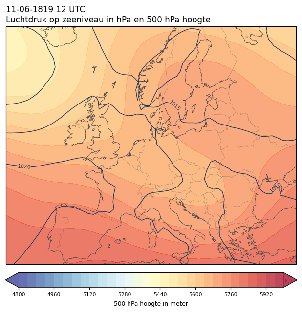 Weerkaart van 11 juni 1819 om 12 UTC