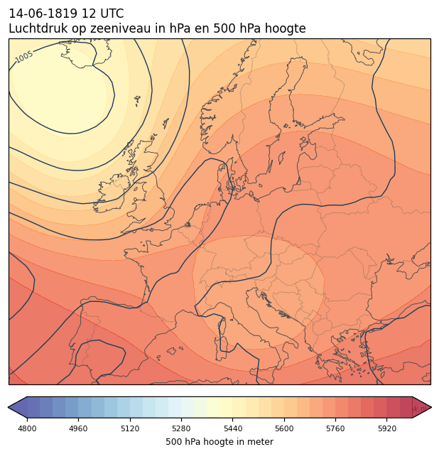 Weerkaart van 14 juni 1819 om 12 UTC