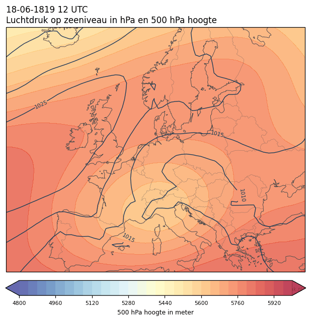 Weerkaart van 18 juni 1819 om 12 UTC