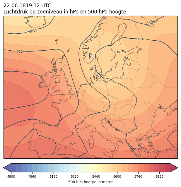 Weerkaart van 22 juni 1819 om 12 UTC