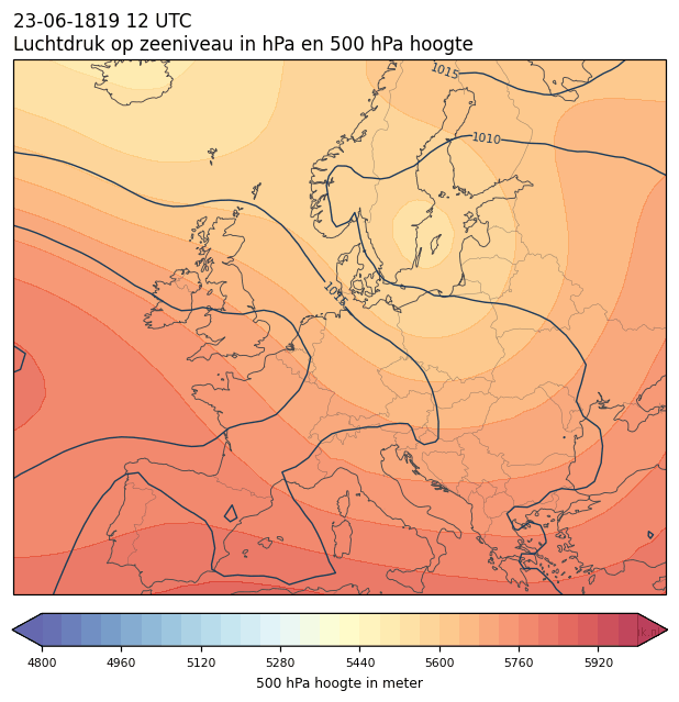 Weerkaart van 23 juni 1819 om 12 UTC