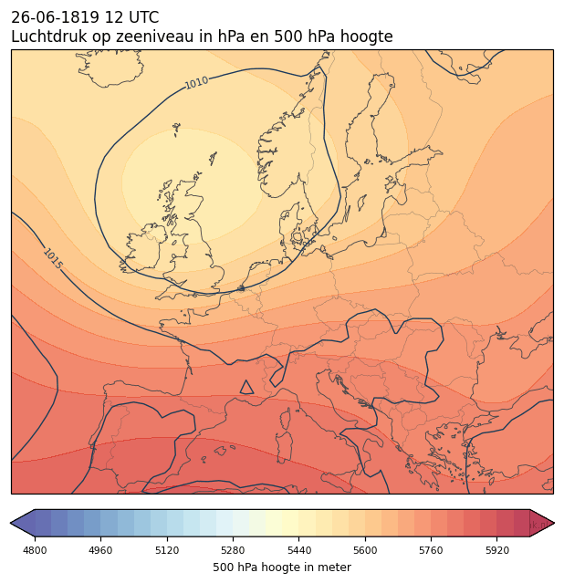Weerkaart van 26 juni 1819 om 12 UTC