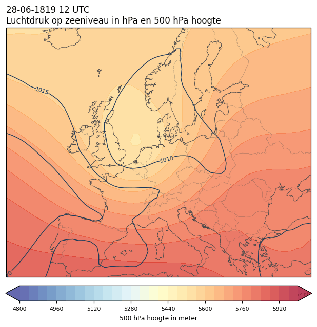Weerkaart van 28 juni 1819 om 12 UTC