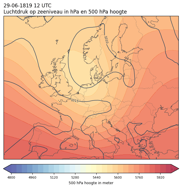 Weerkaart van 29 juni 1819 om 12 UTC