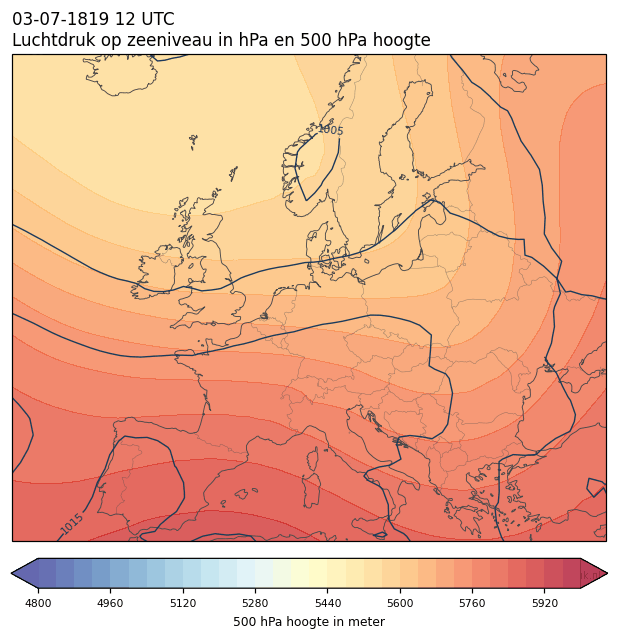 Weerkaart van 3 juli 1819 om 12 UTC