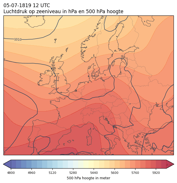 Weerkaart van 5 juli 1819 om 12 UTC