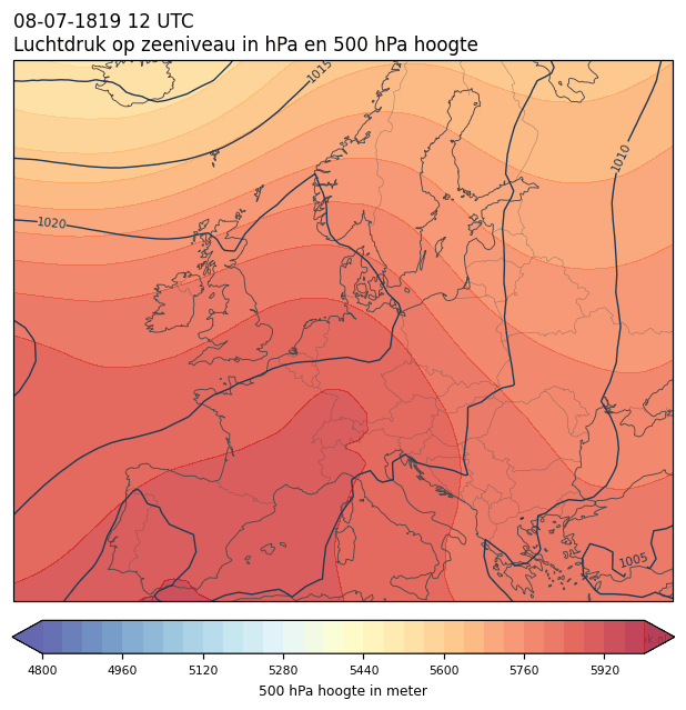 Weerkaart van 8 juli 1819 om 12 UTC