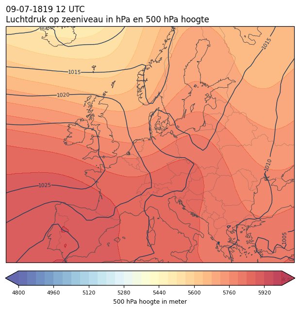 Weerkaart van 9 juli 1819 om 12 UTC