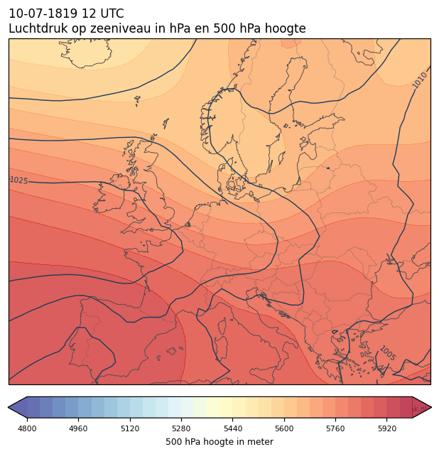 Weerkaart van 10 juli 1819 om 12 UTC