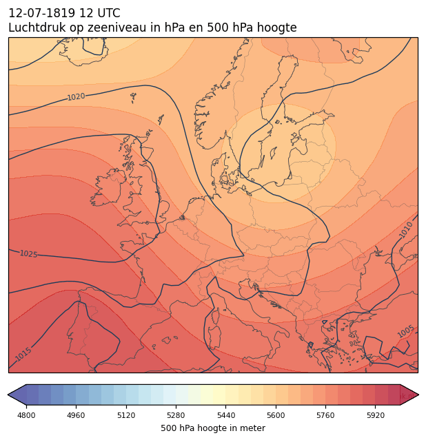 Weerkaart van 12 juli 1819 om 12 UTC