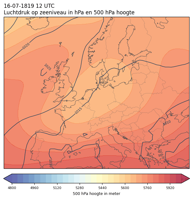 Weerkaart van 16 juli 1819 om 12 UTC
