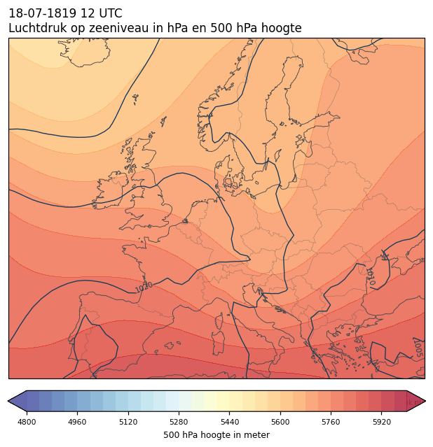 Weerkaart van 18 juli 1819 om 12 UTC
