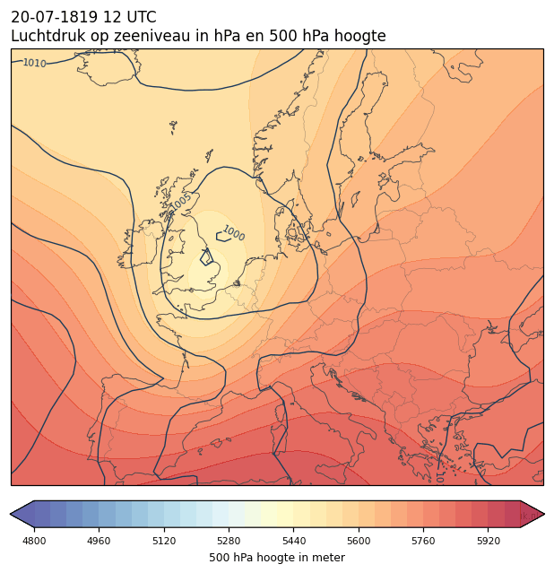 Weerkaart van 20 juli 1819 om 12 UTC