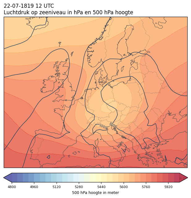Weerkaart van 22 juli 1819 om 12 UTC