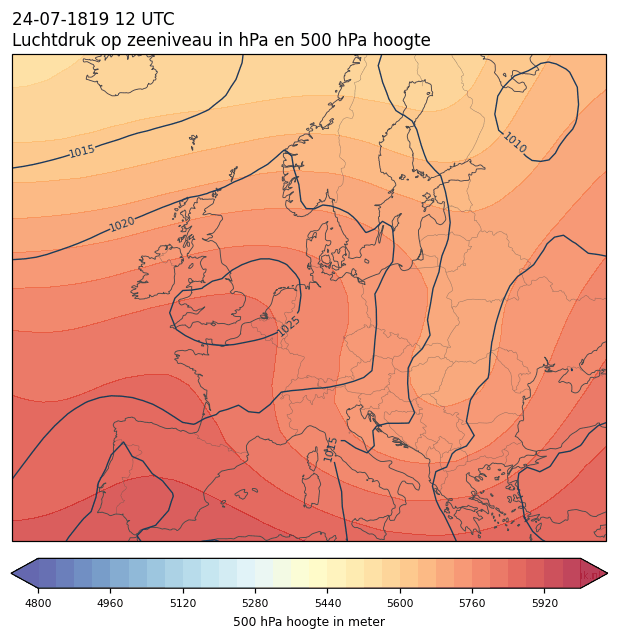 Weerkaart van 24 juli 1819 om 12 UTC