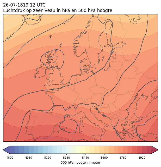 Weerkaart van 26 juli 1819 om 12 UTC