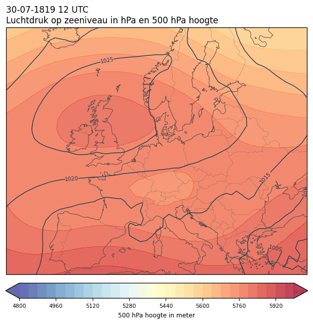Weerkaart van 30 juli 1819 om 12 UTC