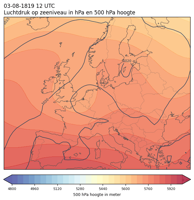 Weerkaart van 3 augustus 1819 om 12 UTC