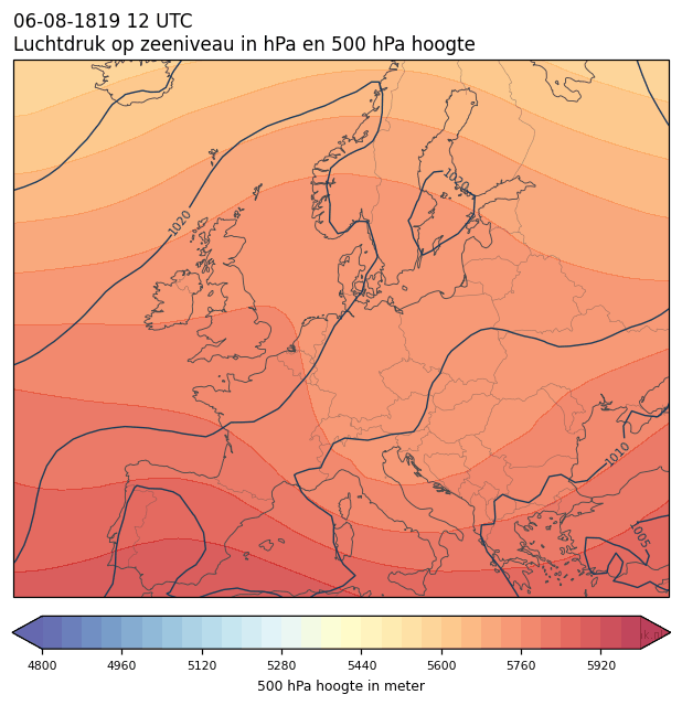 Weerkaart van 6 augustus 1819 om 12 UTC