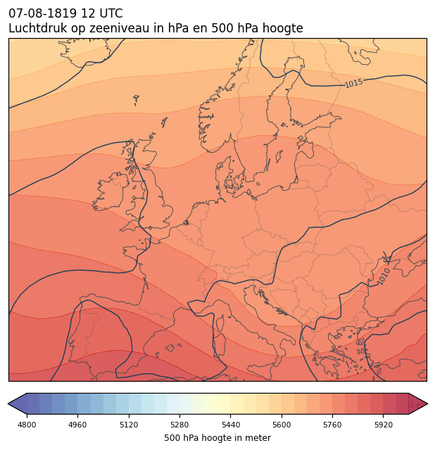 Weerkaart van 7 augustus 1819 om 12 UTC