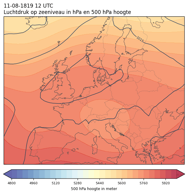 Weerkaart van 11 augustus 1819 om 12 UTC