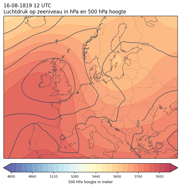 Weerkaart van 16 augustus 1819 om 12 UTC