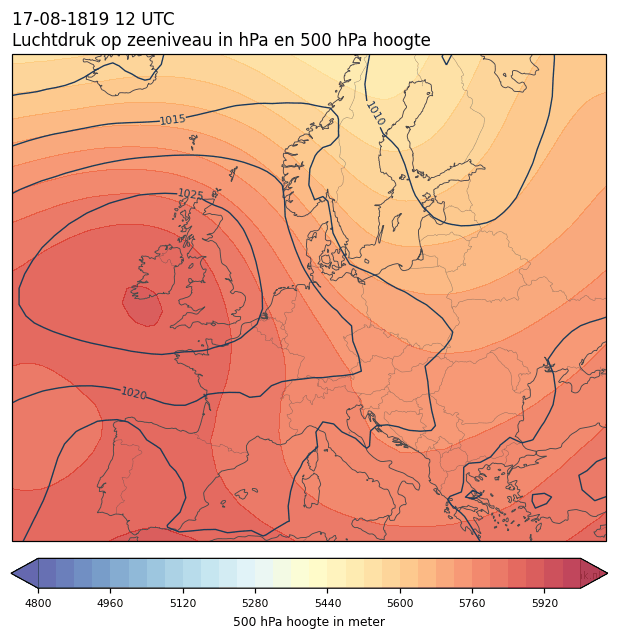Weerkaart van 17 augustus 1819 om 12 UTC