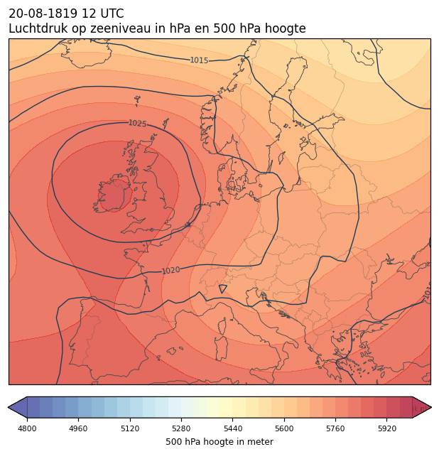 Weerkaart van 20 augustus 1819 om 12 UTC