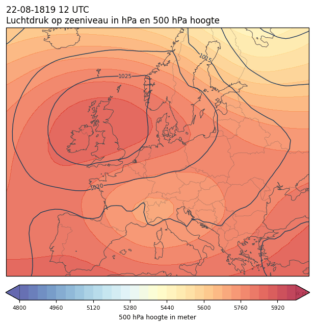 Weerkaart van 22 augustus 1819 om 12 UTC