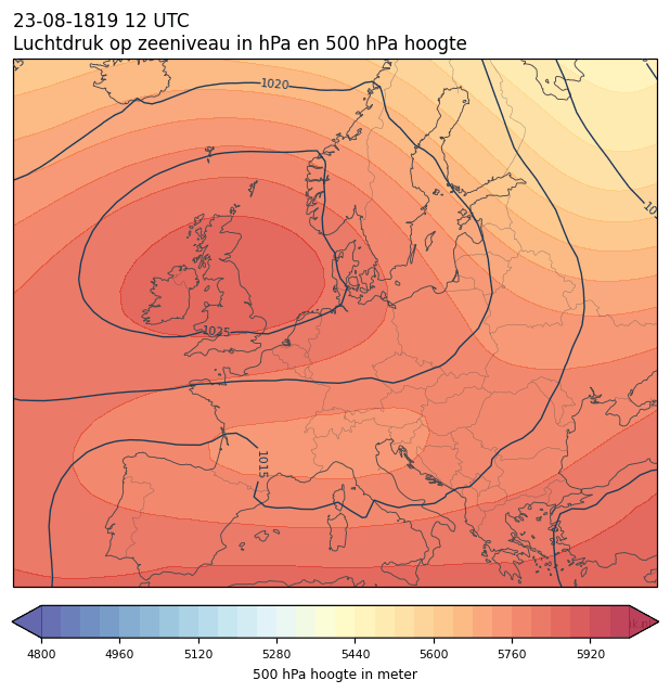 Weerkaart van 23 augustus 1819 om 12 UTC