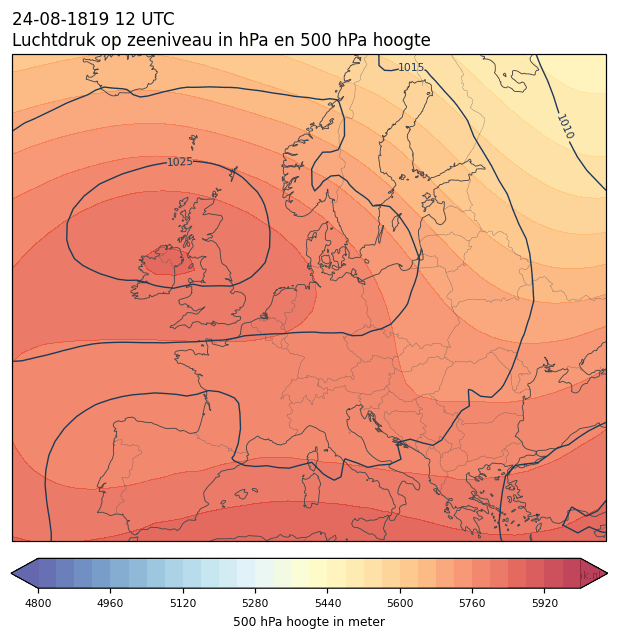 Weerkaart van 24 augustus 1819 om 12 UTC