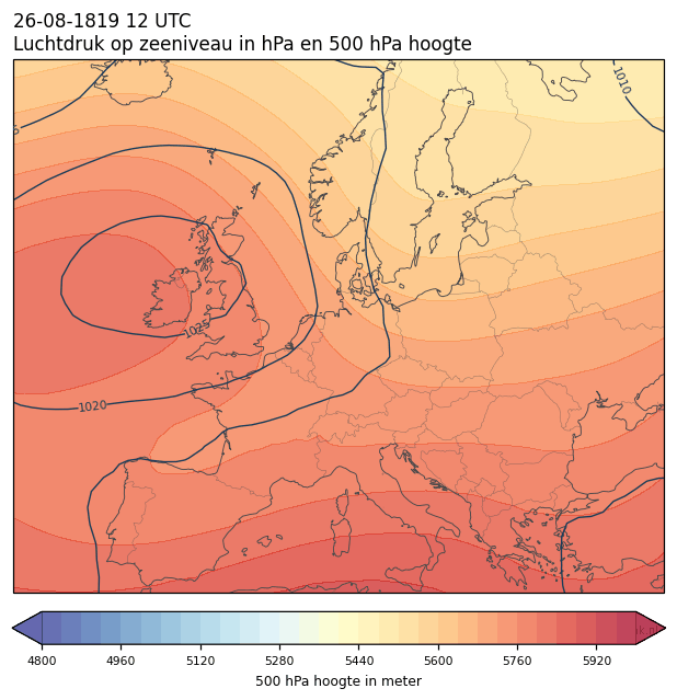 Weerkaart van 26 augustus 1819 om 12 UTC