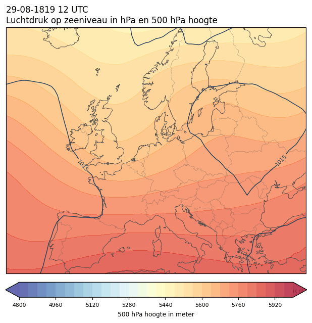 Weerkaart van 29 augustus 1819 om 12 UTC